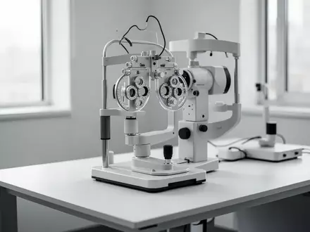 Ein medizinisches Diagnosegerät in einem hellen, sterilen Untersuchungsraum zur Augenheilkunde. - Foto: über boerse-global.de