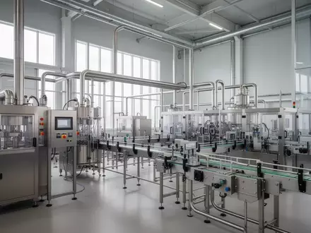 Moderne industrielle Produktionsanlage mit Edelstahlmaschinen in einer hellen Fertigungshalle. - Foto: über boerse-global.de
