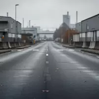 Eine leere, asphaltierte Verkehrsfläche an einem Kontrollpunkt in einem Industriegebiet bei bewölktem Himmel. - Foto: über boerse-global.de