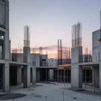 Betonrohbau einer modernen Wohnbaustelle in Berlin während der Dämmerung. - Foto: über boerse-global.de