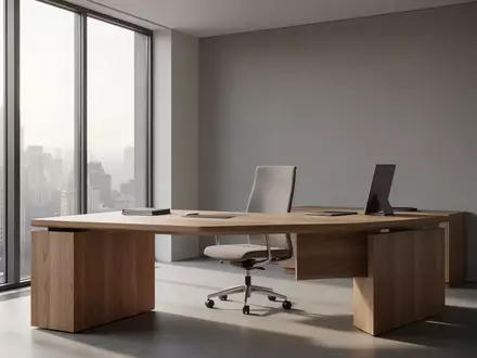 Ein minimalistisches, modernes Büro mit einem leeren Schreibtisch und hellem, natürlichem Tageslicht. - Foto: über boerse-global.de
