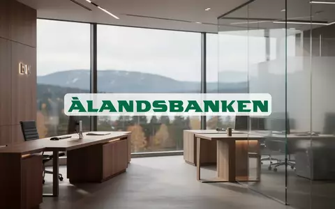 Modernes, minimalistisches Bankbüro mit skandinavischem Design und Blick auf eine nordische Landschaft. - Foto: über boerse-global.de