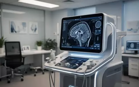 Ein modernes medizinisches Diagnosegerät in einer neurologischen Praxis mit Fokus auf Gehirn-Scan-Technologie. - Foto: über boerse-global.de