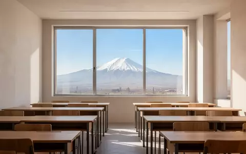 Ein heller, moderner Klassenraum mit Blick auf die armenische Berglandschaft durch groĂźe Fenster. - Foto: ĂĽber boerse-global.de