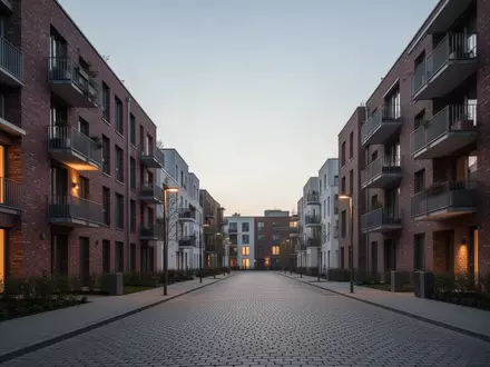 Ein nächtlicher Blick auf eine Wohnsiedlung mit mehrstöckigen Mietshäusern in einer deutschen Stadt. - Foto: über boerse-global.de