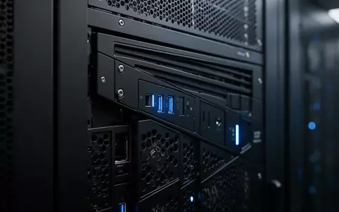 Industrielle Server-Hardware in einem abgedunkelten Rechenzentrum mit blauer Beleuchtung. - Foto: über boerse-global.de