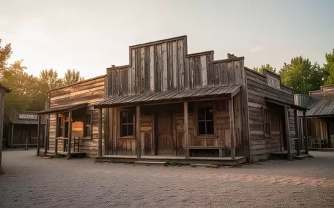 Die hölzerne Fassade der Westernstadt Old Texas Town in Berlin-Spandau bei Sonnenuntergang. - Foto: über boerse-global.de