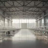 Innenansicht einer modernen, hellen Industriehalle mit hohen Decken und poliertem Betonboden ohne sichtbare Maschinen. - Foto: über boerse-global.de