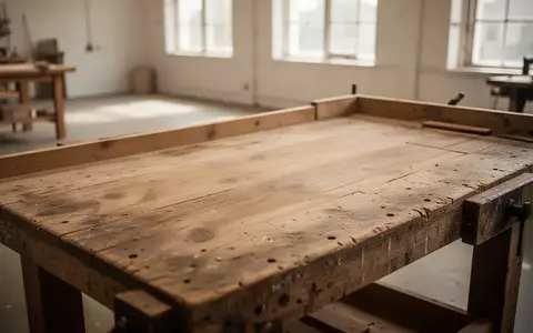 Ein sauberer, leerer Werkstatt-Arbeitstisch aus Holz in einem hellen, minimalistischen Raum. - Foto: über boerse-global.de