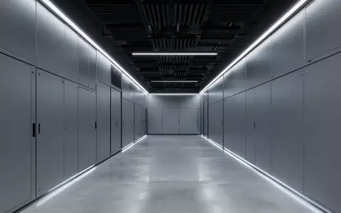 Ein minimalistischer, moderner Serverraum mit grauen Wandpaneelen und indirekter Beleuchtung ohne sichtbare Geräte oder Personen. - Foto: über boerse-global.de