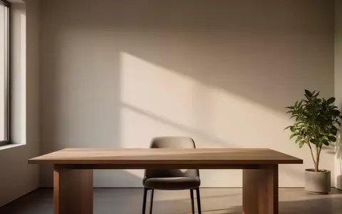 Ein minimalistischer Arbeitsbereich mit einem leeren Holztisch in hellem, natürlichem Licht. - Foto: über boerse-global.de