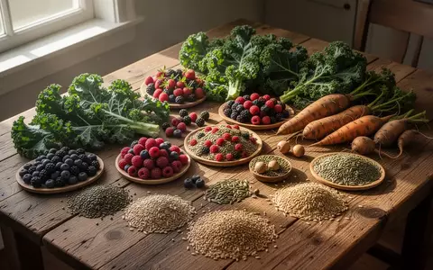 Frisches, unverarbeitetes Obst und Gemüse sowie Vollkornprodukte auf einem Holztisch als Symbol für gesunde Ernährung. - Foto: über boerse-global.de