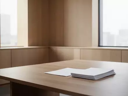 Ein minimalistischer, heller Gerichtssaal mit leeren Holzmöbeln und einfallendem Tageslicht. - Foto: über boerse-global.de