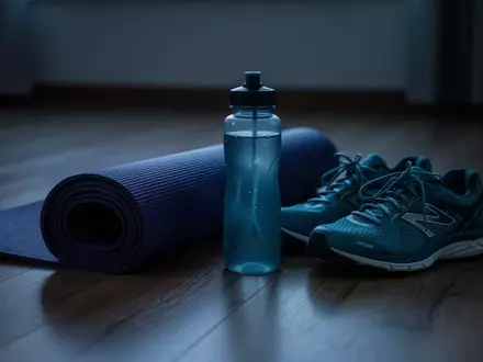 Symbolbild: Yogamatte, Trinkflasche und Laufschuhe - Foto: über boerse-global.de