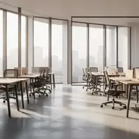 Ein moderner, leerer Büroraum mit Schreibtischen und Stühlen in einer ruhigen, hellen Arbeitsumgebung. - Foto: über boerse-global.de