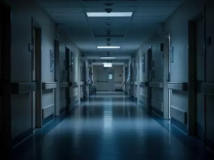 Ein leerer, ruhig beleuchteter Krankenhausflur bei Nacht, der die Atmosphäre der Arbeitsumgebung in einer Klinik darstellt. - Foto: über boerse-global.de