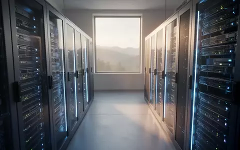 Moderne Serveranlage in einem Raum mit sanftem, bläulichem Licht und natürlichem Morgenschein. - Foto: über boerse-global.de