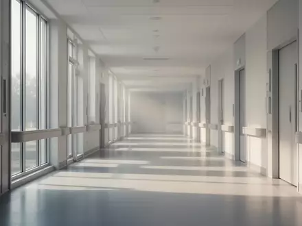 Ein heller, minimalistischer Krankenhausflur mit natürlichem Lichteinfall, der eine ruhige und hoffnungsvolle Atmosphäre ausstrahlt. - Foto: über boerse-global.de