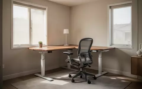 Ein minimalistisch gestalteter, aufgeräumter Arbeitsplatz mit einem höhenverstellbaren Schreibtisch in einem hellen Raum. - Foto: über boerse-global.de