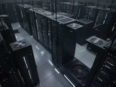 Dunkle, moderne Server-Infrastruktur in einem klimatisierten Technikraum mit subtiler Beleuchtung. - Foto: über boerse-global.de