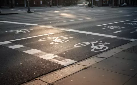 Eine leere städtische Straßenkreuzung mit markierten Radwegen bei Tageslicht. - Foto: über boerse-global.de