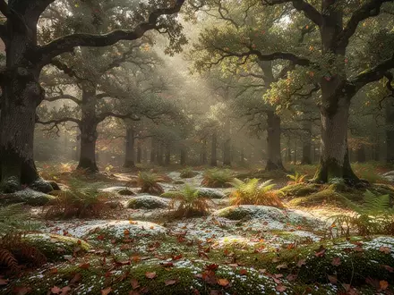 Ein sonnendurchfluteter Wald mit altem Baumbestand und moosbewachsenem Boden in einer friedlichen, naturnahen Umgebung. - Foto: über boerse-global.de