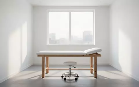 Ein heller, moderner Behandlungsraum mit einer leeren Untersuchungsliege und einfallendem Tageslicht. - Foto: ĂĽber boerse-global.de
