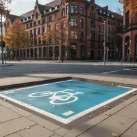Leere, markierte Abstellfläche für Mikromobilität auf einem städtischen Gehweg vor historischer Architektur. - Foto: über boerse-global.de