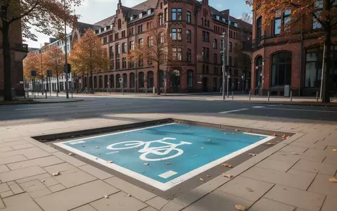 Leere, markierte Abstellfläche für Mikromobilität auf einem städtischen Gehweg vor historischer Architektur. - Foto: über boerse-global.de