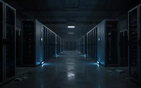 Dunkler, verlassener Serverraum mit unbeleuchteten Server-Racks in einer kühlen, industriellen Umgebung. - Foto: über boerse-global.de