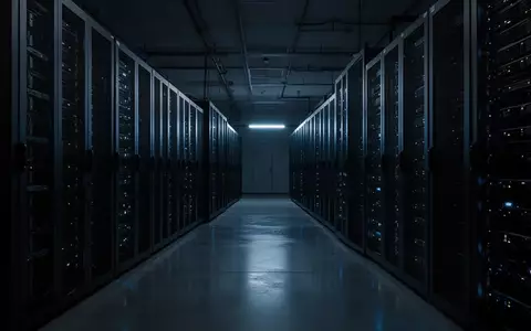 Ein minimalistisch beleuchteter Serverraum mit dunklen Rack-Systemen in einer kühlen, industriellen Umgebung. - Foto: über boerse-global.de