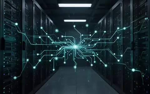 Abstrakte Darstellung einer hochsicheren IT-Infrastruktur mit leuchtenden Datenknoten in einer dunklen, technologischen Umgebung. - Foto: über boerse-global.de