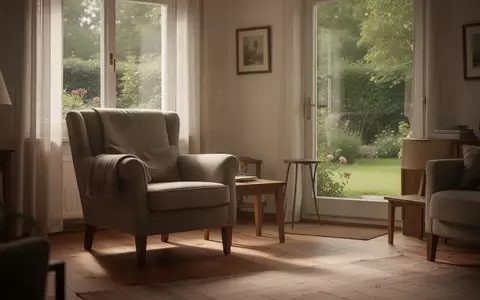 Ein helles, ruhiges Wohnzimmer mit einem bequemen Sessel und Blick in einen Garten, das eine Atmosphäre häuslicher Pflege und Ruhe vermittelt. - Foto: über boerse-global.de