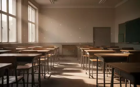 Ein leerer, sonnendurchfluteter Klassenraum mit leeren Schulbänken und Stühlen in einer ruhigen, konzentrierten Atmosphäre. - Foto: über boerse-global.de