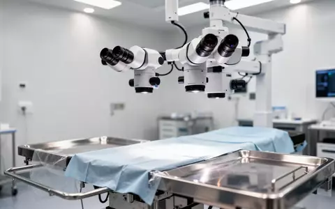 Ein hochpräzises Operationsmikroskop in einem sterilen, modern ausgestatteten medizinischen Umfeld. - Foto: über boerse-global.de
