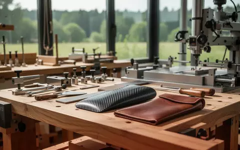 Werkstatteinrichtung mit hochwertigen Handwerkzeugen und Materialien vor einer grünen Landschaft in der Lausitz. - Foto: über boerse-global.de