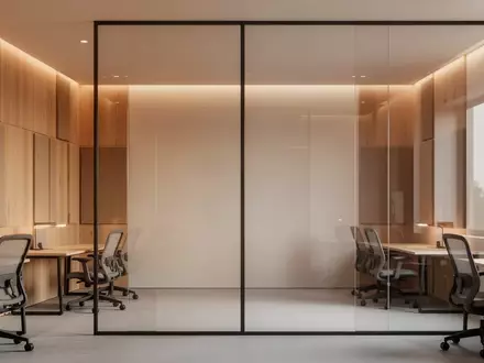 Ein modernes, minimalistisches Großraumbüro mit Holzpaneelen und natürlichem Licht ohne technische Geräte. - Foto: über boerse-global.de