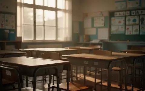 Ein leerer, sonnendurchfluteter Klassenraum in einer Schule, der eine ruhige und nachdenkliche Atmosphäre vermittelt. - Foto: über boerse-global.de