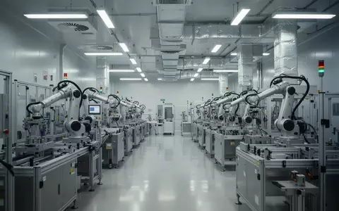 Eine hochmoderne Industrie-Reinraumumgebung mit automatisierten Fertigungsmaschinen und metallischen Oberflächen. - Foto: über boerse-global.de