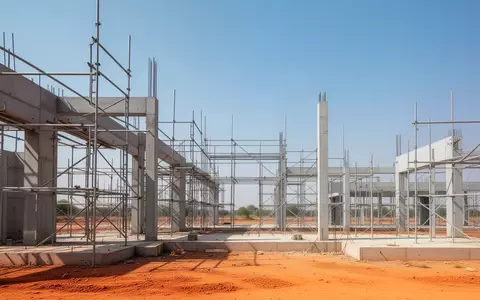 Eine moderne, im Bau befindliche Industrieanlage in einer ariden Landschaft in Gujarat, Indien. - Foto: ĂĽber boerse-global.de