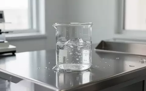 Ein steriler Labortisch mit einem Glasgefäß, das eine klare, gelartige Substanz enthält, vor einem hellen, klinischen Hintergrund. - Foto: über boerse-global.de