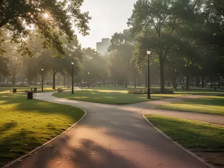 Ein weitläufiger, sonniger öffentlicher Park mit gepflegten Wegen und grünen Wiesen bei natürlichem Tageslicht. - Foto: über boerse-global.de