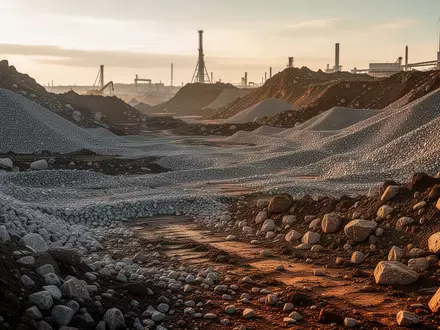 Unwegsames Gelände auf einer Baustelle mit Kies und unebenem Untergrund bei goldenem Licht. - Foto: über boerse-global.de