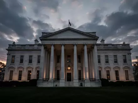 Die Westfassade des Weißen Hauses in der Abenddämmerung. - Foto: über boerse-global.de