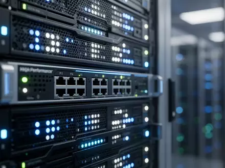 Moderne Server-Infrastruktur in einem Rechenzentrum mit leuchtenden LED-Statusanzeigen. - Foto: über boerse-global.de