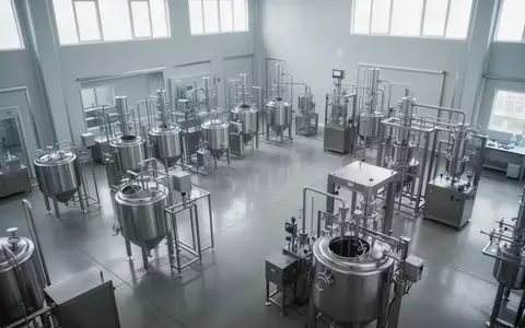 Moderne industrielle Produktionsanlage für pharmazeutische Granulate in einem klinischen Umfeld. - Foto: über boerse-global.de