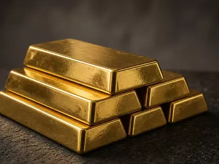Mehrere glänzende Goldbarren auf einem dunklen Untergrund bei stimmungsvoller Beleuchtung. - Foto: über boerse-global.de