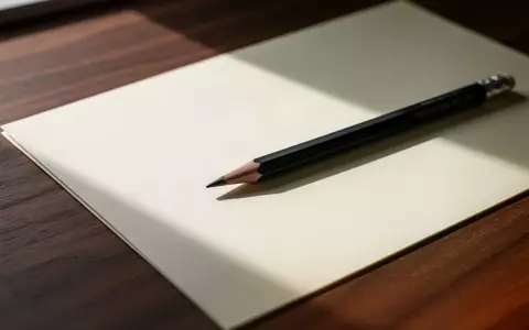 Ein gespitzter Bleistift liegt auf einem hochwertigen, cremefarbenen Blatt Papier auf einem dunklen Holztisch. - Foto: über boerse-global.de