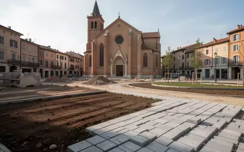 Baustelle zur Neugestaltung des zentralen Platzes in Forst mit der im Hintergrund sichtbaren Stadtkirche St. Nikolai. - Foto: über boerse-global.de