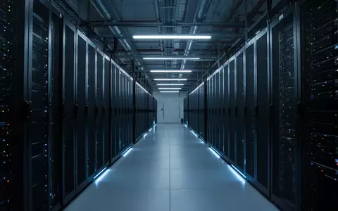 Moderne Serverinfrastruktur in einem hochtechnisierten Rechenzentrum mit bläulicher Beleuchtung. - Foto: über boerse-global.de